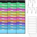 ABCxGOOD 30 Pockets Hanging Wall File Organizer, Transparent Clear Pockets Storage Chart with Over Door Hooks for Office, Classroom & Home, File Folder & Paper Organizer, Includes Labels (30 Pockets)