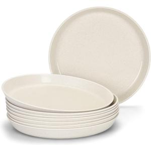 Homestockplus Non Ceramic 9 Inch Dinner Plates,BPA-Free Wheat Straw & Plastic Plates,Off White Plate Set Dishwasher and Microwave Safe Plates - Set of 8