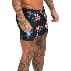 GINGTTO Men's Beach Shorts Bathing Suits with Mesh Lining (Black, S)