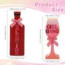 Thyle 2 Pcs Wood Galentines Day Table Decorations for Party 6 x 2 x 1.2 Inch Happy Galentines Centerpiece Bow Wine Glass Girl Gang Bottle Shaped Signs Tiered Tray Decor Photo Prop for Ladies Friends