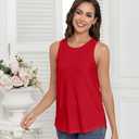 Smile Fish Women Crewneck Flowy Loose Fit Tank Top Sleeveless Summer Tops Shirts (Red, XL)