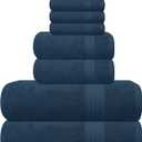 GLAMBURG Ultra Soft 8-Piece Towel Set - 100% Pure Ring Spun Cotton, Contains 2 Oversized Bath Towel 27x54, 2 Hand Towel 16x28, 4 Wash Cloths 13x13- Ideal for Everyday use, Hotel & Spa - Mineral Blue