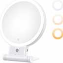 1X/30X Lighted Makeup Mirror with Magnification, Double-Sided Switch, 3-Color Lights, 2000mAh Rechargeable, Adjustable Brightness, Swivel Makeup Mirror with Lights for Vanity or Wall Use
