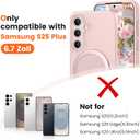 Liquid Silicone Case for Samsung Galaxy S25 Plus with Magnetic Stand, Mil-Grade Drop Shockproof, Full Camera Protection Anti-Scratch Microfiber Lining Silicone Phone case, Pink