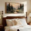 ARPEOTCY Rustic Landscape Wall Art for Living Room Fireplace Hallway, Large Framed Art,20x40in,Vintage Farmhouse Earthy Moody Cozy Decor, Nature Mountain Valley Painting Artwork for Spring Summer