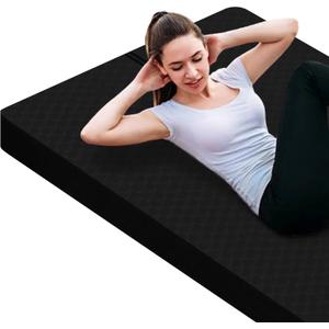 Nuveti Large Exercise Mat - 15mm/20mm/30mm Thick Yoga Mat | Workout Mat for Fitness, Yoga, Pilates, Stretching & Floor Exercises for Women & Men with Free Carrying Bag (Black)