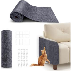 78.7"X15.8" Cat Scratching Mat, Self-Adhesive Cat Scratch Carpet, DIY Cats Scratch Furniture Protector for Couch, Sofa, Wall & Door, Durable Furniture Guards Couch Scratcher from Cats Claws, Dark Grey