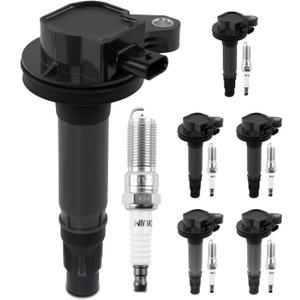 Set of 6 UF823 Ignition Coils & SP-411 Iridium Spark Plugs Compatible with Ford Edge Explorer F-150 Flex Taurus 3.5L, Ignition Coil Pack Compatible with Lincoin MKT 3.7L, Replace DG563 IGC0213 GN10891