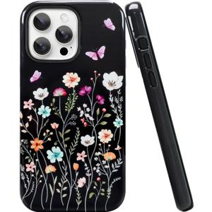 Bonoma Case for iPhone 16 Pro Max, Gorgeous Wildflowers Phone Case for Girls Women Compatible with Magsafe, Hybrid Scratch Resistant Shockproof Protection Cover for iPhone 16 Pro Max