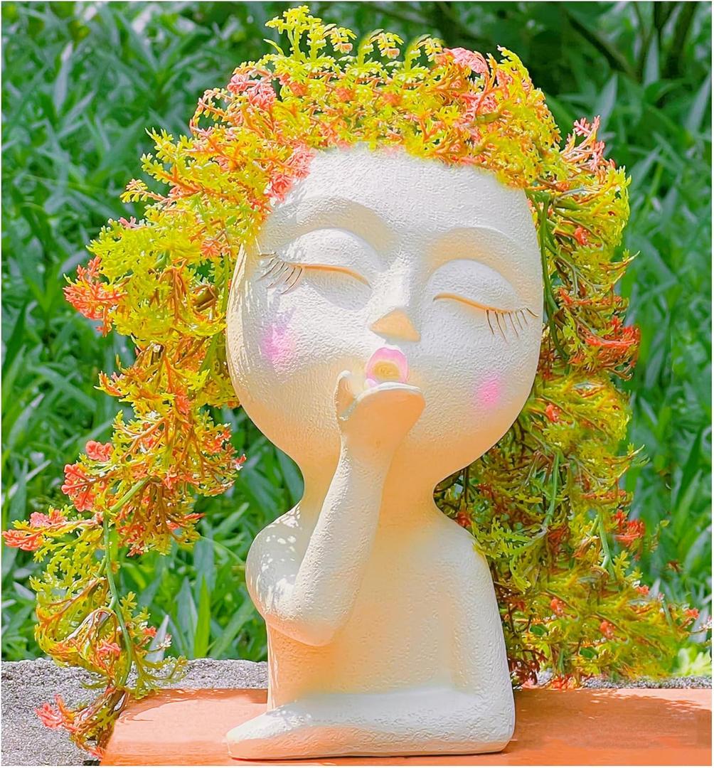 Planter Pot, Head Face Planter, Flower Pots for Plants, Succulent Planter, Head Planter, Flower Pots for Plants, Face Planters Pot Indoor and Outdoor, AirKiss, Pale Yellow, 1Pack