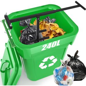 NEWTRY Manual Trash Compactor, 120L-240L Home Manual Garbage Compressor with Adjustable Handle Outdoor Wheelie Bin Rubbish Compactor for Kitchen, Garden, Restaurant, Office