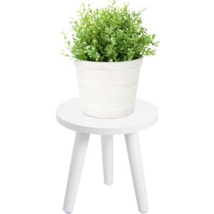 Samll Plant Stand Indoor/Outdoor for Plants, White Wood Planter Stands Holder Mid Century Pedestal Shelf, Sturdy Short Flower Rack Boho Short Plant Table 8.6"Tall Wooden Plants Stool for Garden, Patio