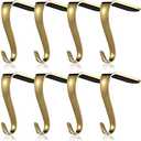 Boao 8 Pcs Christmas Stocking Holders Metal Mantel Stockings Hangers Classic Shelf Heavy Duty Stocking Garland Hangers for Counter Tables Window Fireplace Xmas Party Decoration (Gold)