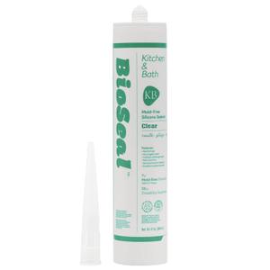 Clear BioSeal 100% Silicone Sealant Caulk Kitchen and Bath Grade, Waterproof and No Odor No Color Change 10.1 Ounce Cartridge, Clear