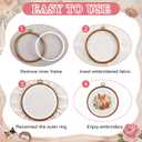 Tudomro 12 Pcs Decorative Embroidery Hoop with Fabric Set 6.7" Round Imitated Wood Cross Stitch Frame & 11.8" Pink Pre-Cut Cloth Squares for Beginner DIY Art Craft Sewing Hanging Ornament