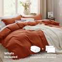 Bedsure Terracotta Duvet Cover King Size - 3 Pieces Prewashed Cotton-Like Extra Soft Bedding Set, Includes 1 Duvet Cover 104x90 Inches with Zipper Closure & 2 Pillow Shams, Comforter Not Included