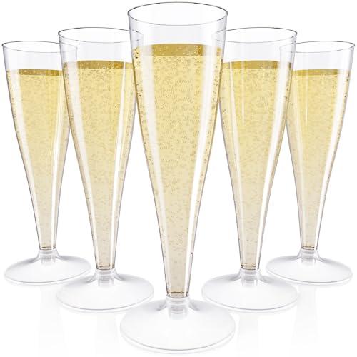 JOLLY CHEF 45 Pack Plastic Champagne Flutes Disposable 4.5 oz Clear Plastic Champagne Glasses Suitable for Wedding, Thanksgiving Day, Christmas