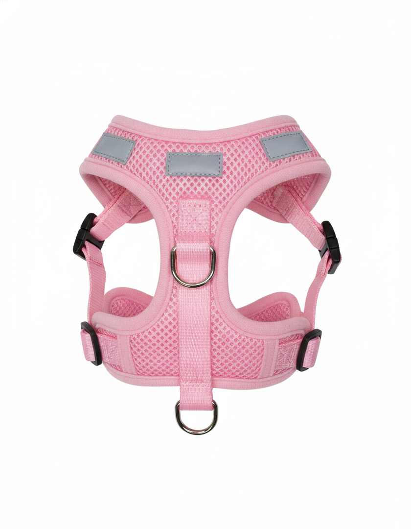EcoBark Small Dog Harness - Step in Reflective Soft Luxury Mesh Ultra Padded Harness for Puppies, Toy Breeds, and Small Dogs - Comfortable & Secure Halter - Adjustable Pet Vest Wrap (Small, Pink) (Small- 7 to 10 lbs - Chest Up to 14 in (Pack of 1))