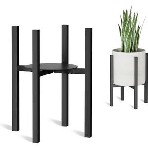 Adjustable Metal Plant Stand Indoor Outdoor - Fits 8 to 12 Inches Pots - Mid Century Modern Planter Stand Single Floor Flower Pot Holder Home Decor for Gardening Gifts