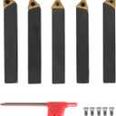 Dindmall 5Pcs 3/8 Inch Indexable Carbide Lathe Turning Tool Holder Metal Lathe Tools Inserts Bits with TCMT110204 Carbide Inserts