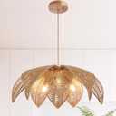 Farmhouse Chandeliers for Dining Room, 3-Light Rattan Boho Chandelier Light Fixture Hand Woven Wicker Pendant Light 24", Coastal Hanging Pendant Light for Kitchen Island Bedroom Living Room, 24in