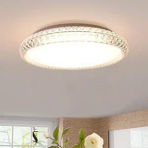 16 Inch White LED Crystal Ceiling Light Fixture, 24W Dimmable LED Modern Close to Ceiling Light, 3000K/4000K/5000K Adjustable Round Ceiling Chandelier for Bedroom, Hallway, ETL Listed