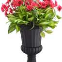 Arcadia Garden Products Plastic Garden Pedestal Urn, Set of 2 Classic Decorative Garden Pot Planter for Indoor and Outdoor Plants, 10 x 17, Black