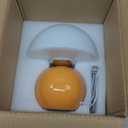 Small Mushroom Lamp, USB-Plug In Bedside Table Lamps With 3-Temperature LED Bulb Dimmable, Unique Cute Aesthetic Home Decor for Living Room, Bedroom, Modern Ceramic Base Glass Lamp(Orange)