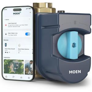 Moen Flo 1-1/4-inch Smart Water Shut Off Valve, Smart Home Water Monitor Leak Detector, Wifi Connected, App Enabled Flow Meter and Shutoff, 900-002, 1.25 Inch