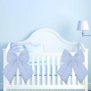 Riceshoot 2 Pcs Large Crib Bows 11 x 16 inch Coquette Bow Decorations for Nursery Crib Canopy Bed Large Bow Room Nursery Decor Infant Bassinet Bedroom Decor for Gender Reveal Gifts (Blue)