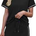 Sampeel 2 Piece Sets for Women Skirt Sets Summer Outfits Womens Clothing Set Travel Workout Skort Sets (Black, XL)