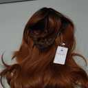 HAIRCUBE Auburn Wigs for Women,Long Layered Orange Brown with Highlight Wigs with Bangs Heat Resistant Synthetic Fibre Wigs