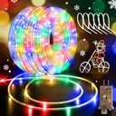 Hezbjiti LED Rope Lights 197FT Waterproof Rope Light 600 LED Flexible Tube Lights Plug in with 8 Modes for Garden Patio Bedroom Party Indoor Outdoor Decorations
