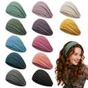 12 PCS Wide Headbands for Women Non Slip, Nurse Headbands for Women, Fabric Head Bands for Women's Hair, Fashion Hair Accessories