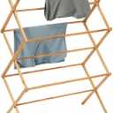 Collapsible Bamboo Drying Rack Foldable Laundry Drying Stand for Indoor/Outdoor Use Space-Saving Clothes Rack for Towels, Blankets & Delicates