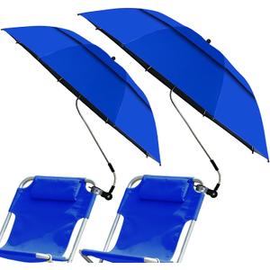 2 Pack 48.6" Double Canopy Chair Umbrella with Clamp, 360 Adjustable Beach Chair Umbrella with UPF50+ Sun Protection, Portable Bag, for Outdoor Use