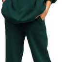 Linsery Women Hoodies Sweatsuit Long Sleeve Hooded Matching Joggers Sweatpants 2 Piece Tracksuit Sets (Large, Dark Green)