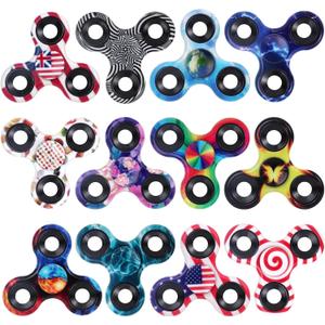 12 Pack Fidget Spinner Bulk Metal Tri-Spinner Fidget Toy Set Hand Spinner EDC, Easter Egg Filler Stuffer Gift Party Favors Supplies Goodie Bag Gadget Classroom Prize for Boy Girl Toddler