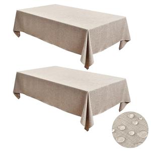 Fitable 2 Pack Faux Linen Rectangle Tablecloths: Waterproof Stain Resistant Wrinkle Free Textured Table Cloth, Washable Burlap Fabric Table Cover for Kitchen Dining Party, 52x70 Inch, Nature