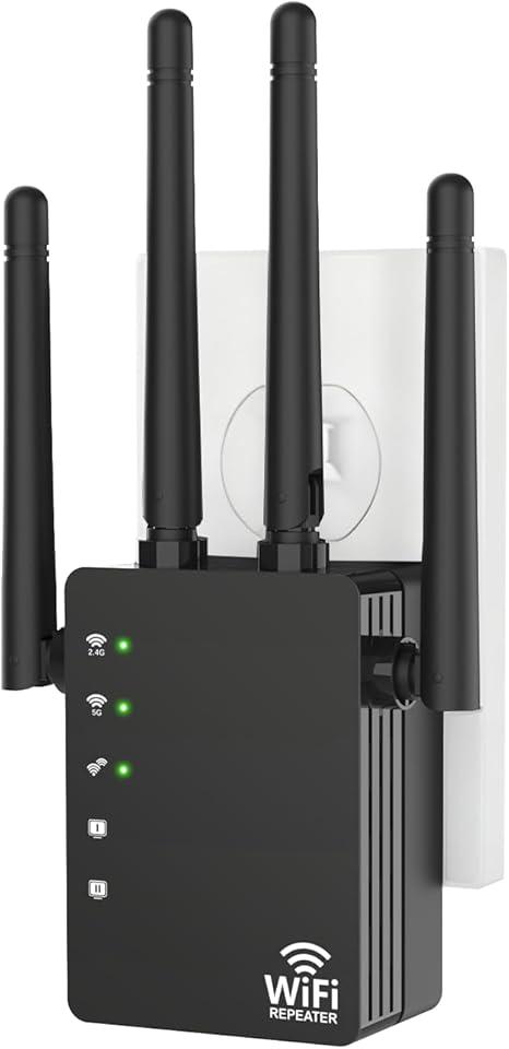 WiFi Extender with Ethernet Port, 1200Mbps Dual Band (5GHz/2.4GHz) WiFi Booster.Covers Up to 12880 Sq.ft,Supports 105 Devices, Easy Setup Signal Booster, EasyMesh Compatible, Four Directional Antennas