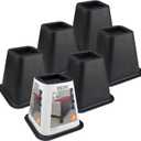 DEDU Bed Risers 6 Inch Heavy Duty 6 Pack, Furniture Risers for Sofas Oversized, Bed Furniture Risers with Non-Slip Pad Supports Up to 2200 Lbs for Bed, Couch, Desk, Chair (Black)