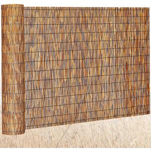 Barydat 1 Pcs 6 x 16.4 ft Reed Fence Roll, 85% Shade Bamboo Privacy Screen, Natural Decorative Reed Fencing for Outdoor Garden Backyard Patio Balcony