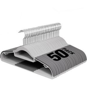Plastic Hangers 50 Pack, 16.5 in Heavy Duty Clothes Hangers with 360 Swivel Hook, Non-Slip Bar & 0.2" Ultra-Slim Space-Saving Organizers for Coats, Pants, Suits, Shirts, Light and Dark Gray
