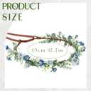 Handmade Blue Flower Crown Green Leaf Headdress for Women Girls Flower Headband Bridal Headpiece Fairy Wreath for Birthday Party Festival Cosplay