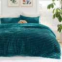 Bedsure Fluffy Comforter Set Full Size - Super Soft Faux Fur Bed Set Teal, Warm Plush Fleece Winter Bedding, 3 Pieces, 1 Shaggy Fuzzy All Seasons Full Size Comforter with 2 Pillowcases