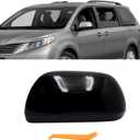 Left Driver Side Replacement Mirror Cover Compatible with Toyota Sienna 2012 2013 2014 2015 2016 2017 2018 2019 2020 Side Rearview Mirror Cap Cover Without Turn Signal Light Glossy Black