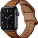 KYISGOS Compatible with iWatch Band 49mm/46mm/45mm/44mm/42mm, Genuine Leather Band Strap Compatible with Apple Watch Ultra 2/1 SE Series 10 9 8 7 6 5 4 3 2 1 (Retro Brown/Black)