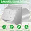 8 inch Wall Vent Ccover,Exhaust Vent Hooded Wall Vent with Screen and Damper,Outdoor Wall Exhaust Vent Cap Exterior Air Vent Cover for Kitchen Range Hood HVAC Duct Dryer Ventilation,Stainless Steel