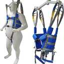 Patient Lift Aid Sling Assist Elederly Senior Transfer Belt Sit Stand Walk Straps Harness Fold Up Full Body Support Leg Excisers Blue