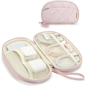 BAGSMART Cord Organizer Travel Cable Bag, Compact Tech Electronic Organizer Travel Case, Essentials for Charger, Cable, Phone, Flash drive - Pink (Single Layer Pink)